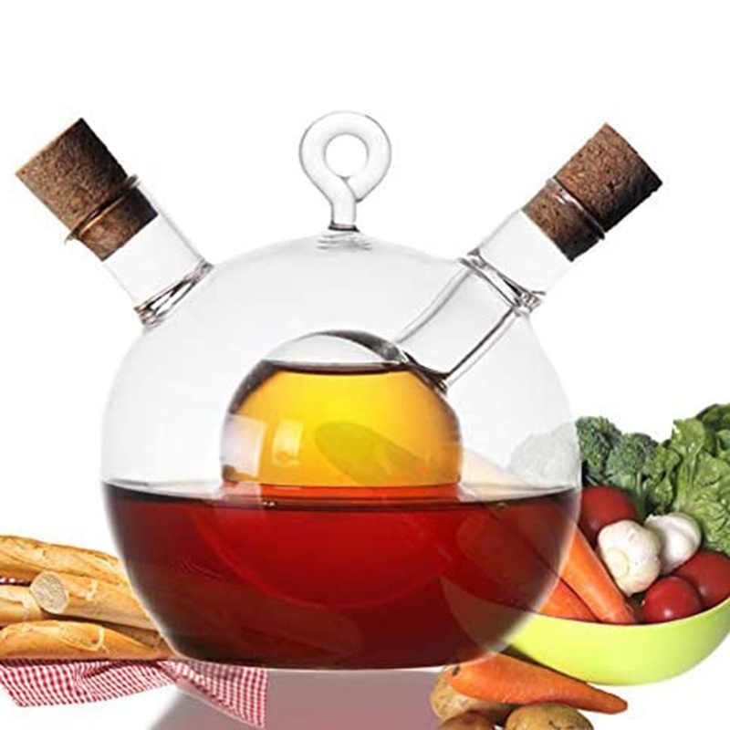 Chai Thủy Tinh Đựng Dầu Ăn / Giấm 2 Trong 1 Có Nút Bần Chặn