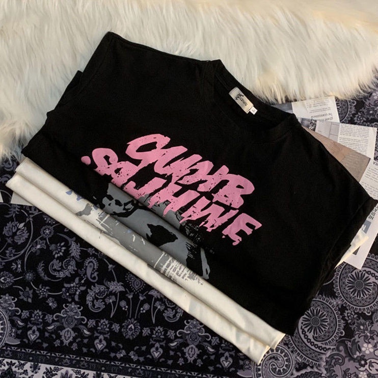 Áo Thun Tay Ngắn Dáng Rộng Chất Liệu Cotton Phong Cách Hip Hop Mỹ Cá Tính Cho Nam