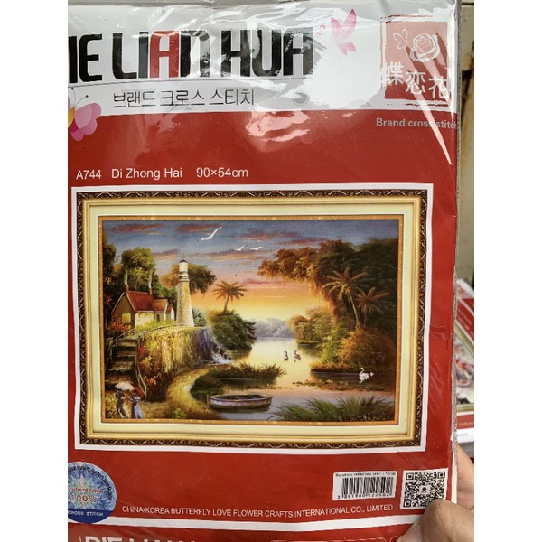 Tranh thêu chữ thập Phong cảnh Bình yên trên dòng sông A744