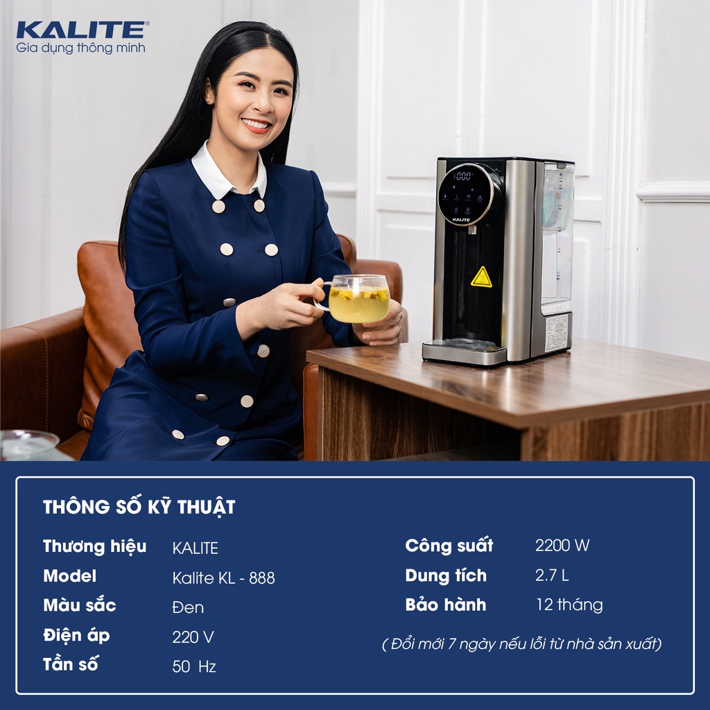 Bình Thuỷ Điện KALITE KL-888 Châu Âu Cao Cấp Dung Tích 2,7L, Lọc Nước Ro - Hàng Chính Hãng