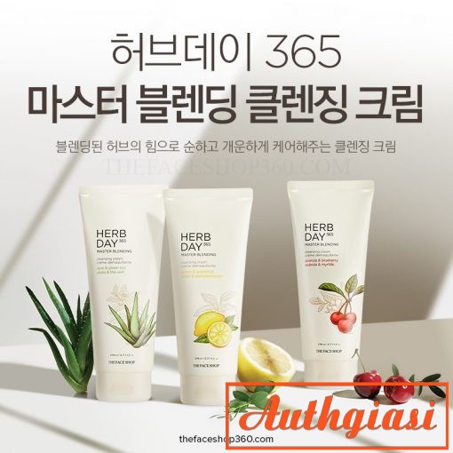 Kem tẩy trang The Face Shop Herb Day 365 Master Blending Cleansing Cream TFS làm sạch sâu KTT 170ml | BigBuy360 - bigbuy360.vn