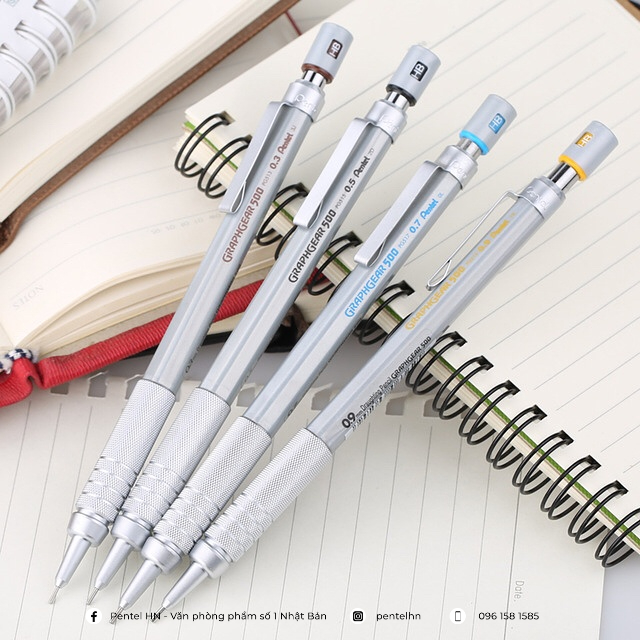 Bút Chì Kim Kỹ Thuật Cao Cấp Pentel Graphgear 500 Loại 0.3/0.5/0.7mm Vẽ Phác Thảo, Vẽ Kiến Trúc - PG513, PG515, PG517