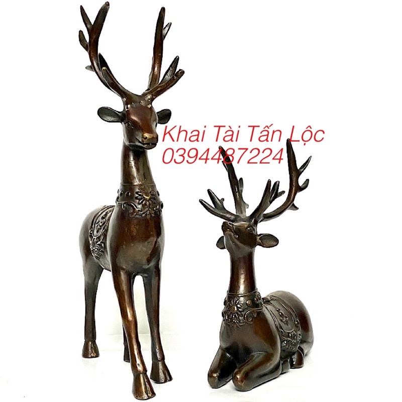 Cặp hươu , tuần Lộc bằng đồng phong thủy Lộc trời cho