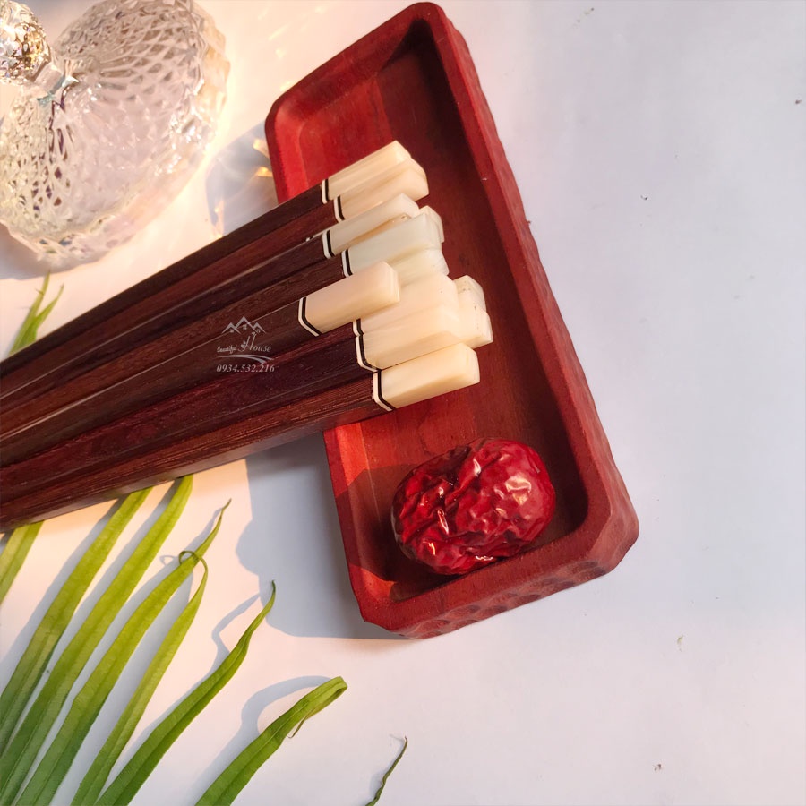 Đũa Gỗ Trắc Tự Nhiên Vân Đẹp Bọc Trai Cao Cấp - Sản Phẩm Của Người Việt