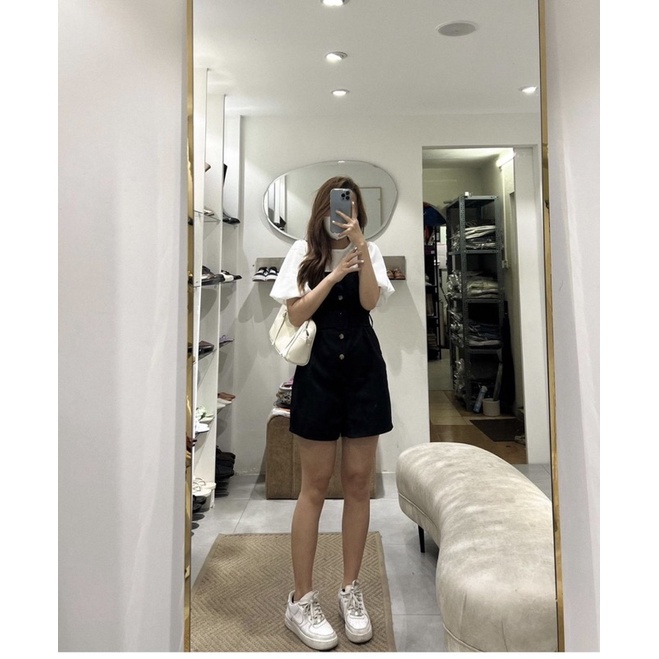 SET JUMPSUIT YẾM PHỐI ÁO TRẮNG KÈM BELT