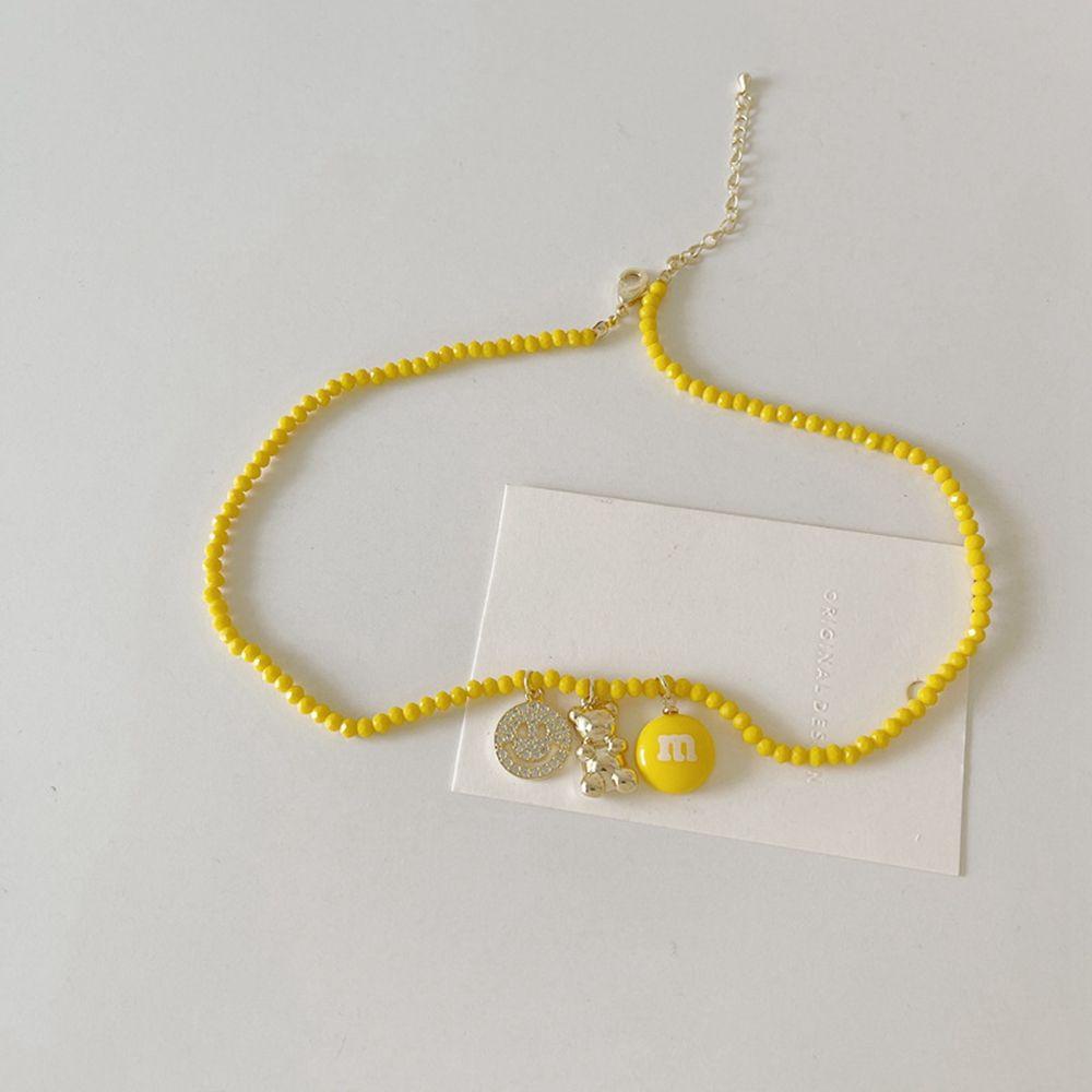 EXPEN Vòng cổ Chuỗi Hạt Mặt Cười Và Chữ M Phong Cách Hàn Quốc Đơn Giản Cho Nữ