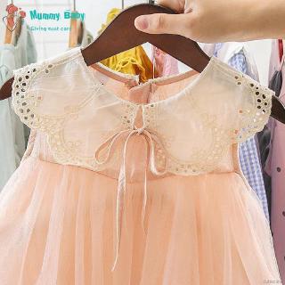 Đầm Sát Nách Phối Lưới Cho Bé Gái
