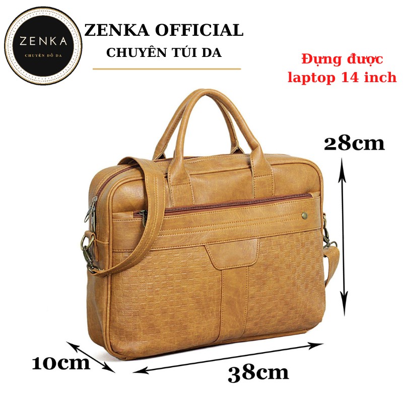 Cặp xách công sở cao cấp, túi da đựng laptop Zenka nhiều ngăn phong cách sang trọng lịch lãm
