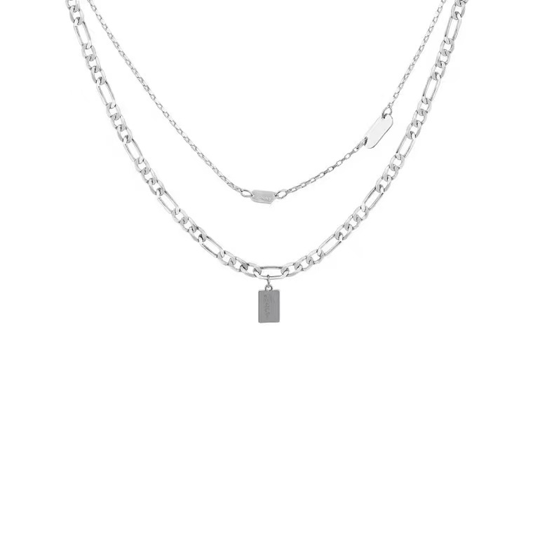 Vòng cổ đôi bằng titanium thiết kế thời trang độc đáo dành cho nữ