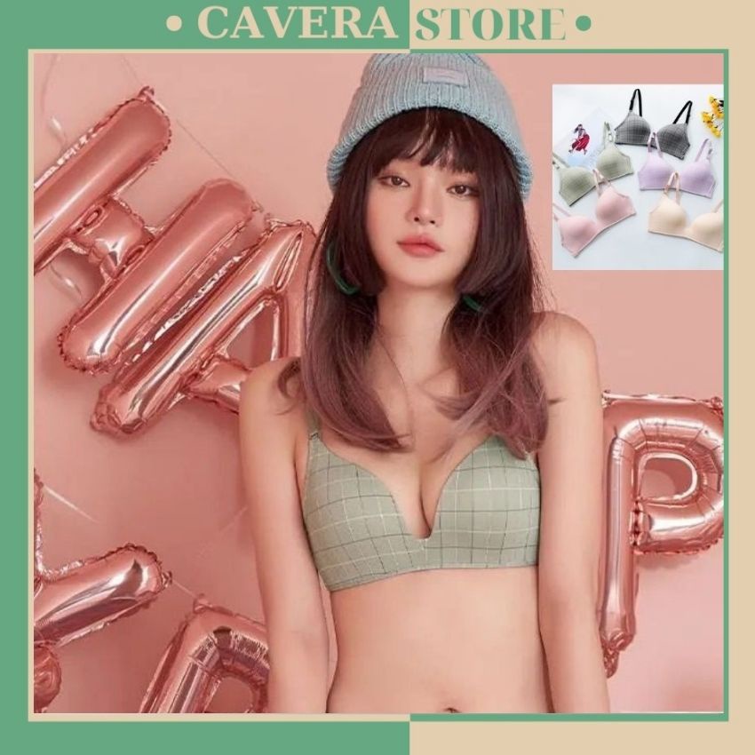 Áo ngực nữ không gọng - Áo lót nữ mút mỏng caro trẻ trung gợi cảm A125