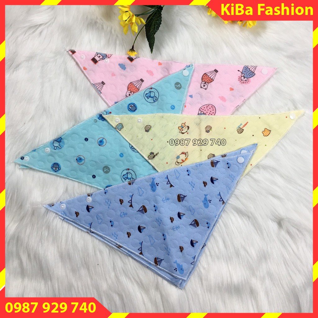 Set 5 yếm, khăn tam giác giữ ấm cổ cho bé chất liệu bông xốp mềm mịn , có cúc bấm rất tiện lợi - KTG