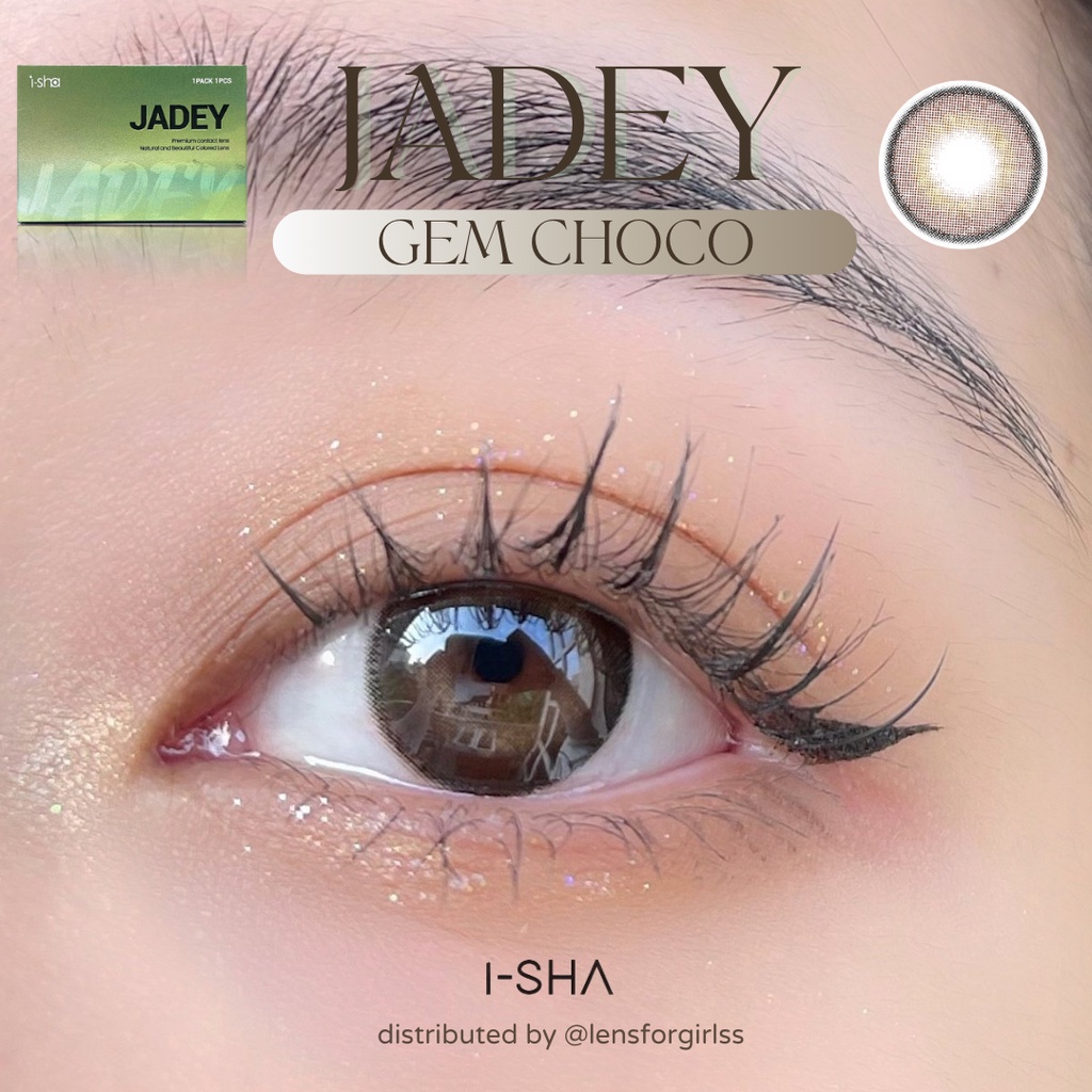Lens hack mắt to có viền giãn tròng | Kính áp tròng Jadey Gem Choco chính hãng ISHA Made in Korea | Hsd 8-12 tháng