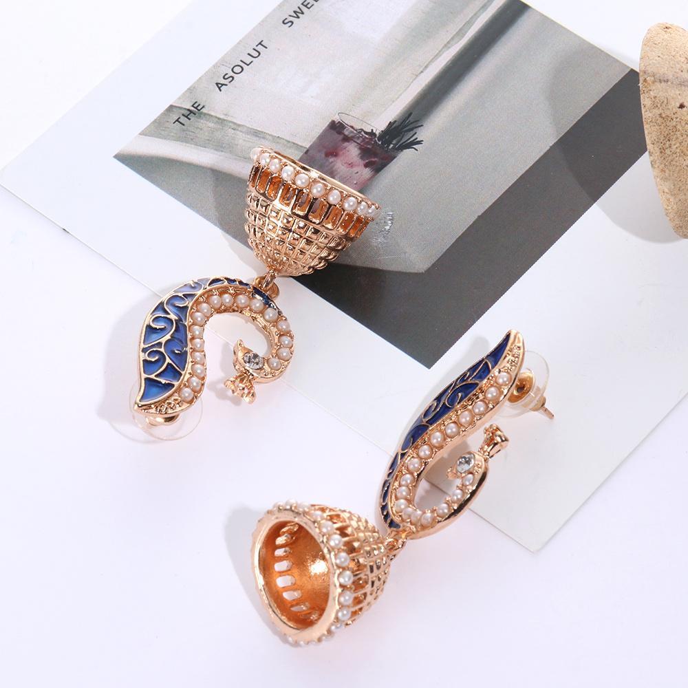 1 Cặp Bông Tai Hình Chim Công Phong Cách Gypsy Ấn Độ Dân Tộc