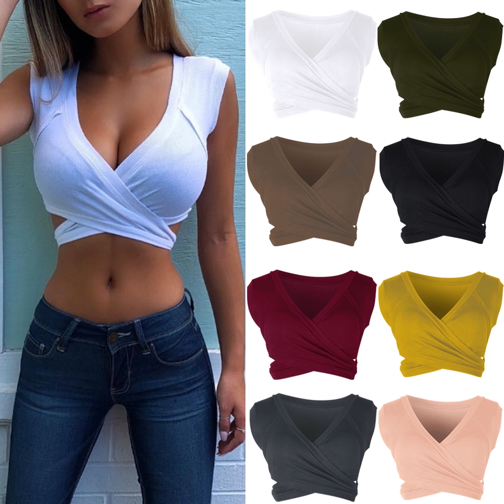 Áo Croptop Sát Nách Phối Dây Đan Chéo Cá Tính Dành Cho Nữ