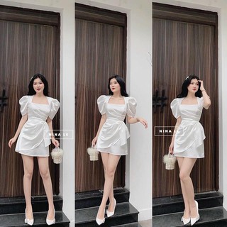 Hàng cao cấp đầm trắng cổ u vạt xéo✨
