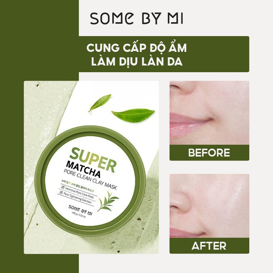 [Mã BMTTC60K giảm đến 60K đơn 50K] Mặt nạ đất sét trà xanh Some By Mi Super Matcha Pore Clean Clay Mask 100g