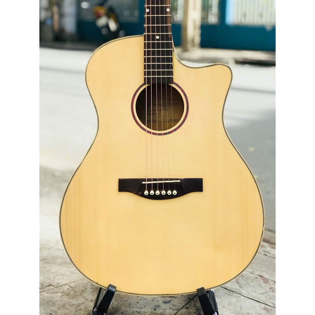 Đàn guitar acoustic 4/4 cao 105cm có ty chống cong màu gỗ - Đàn chơi đệm hát acoustic, solo, nhạc trẻ - Bảo hành 1 năm