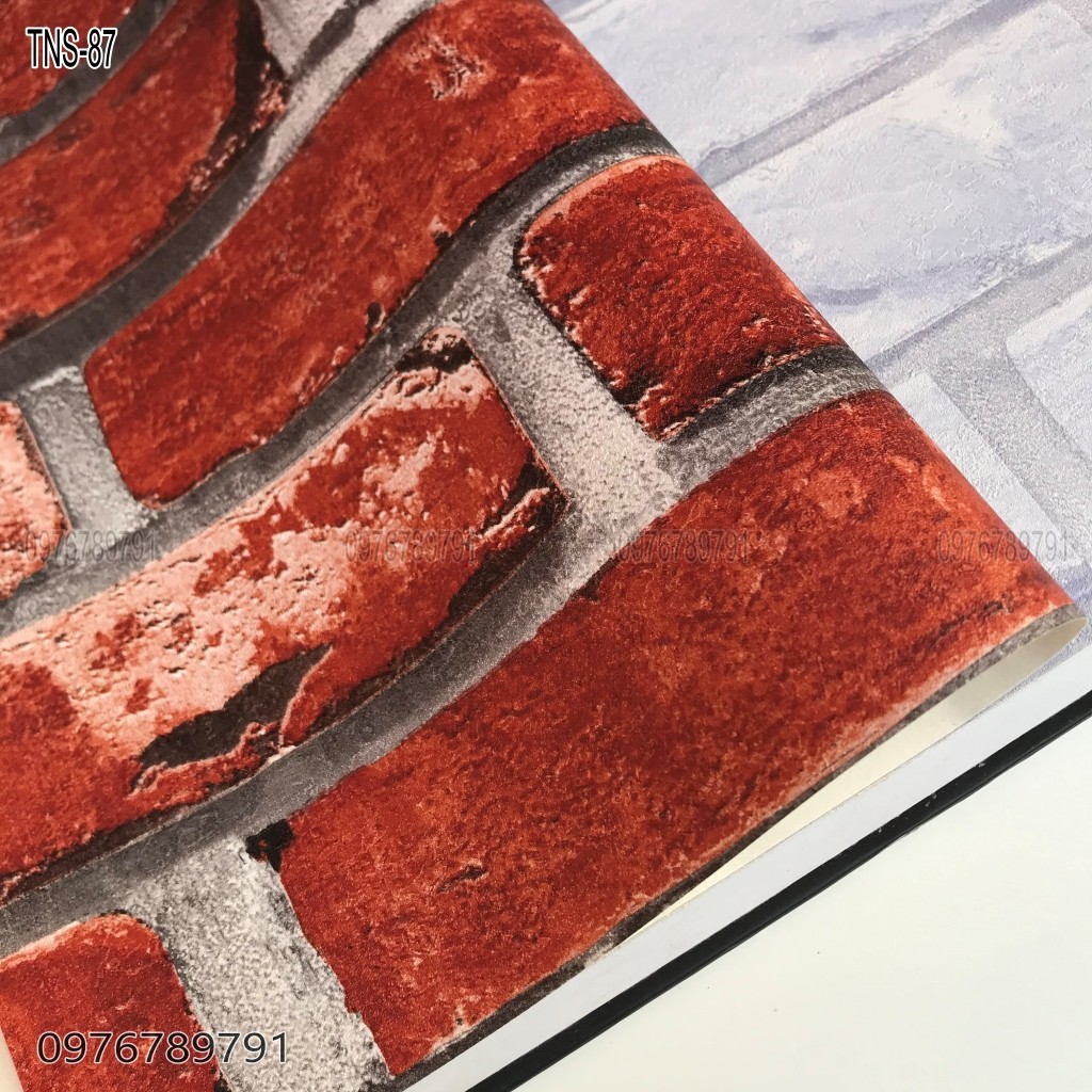 Giấy Dán Tường Giả Gạch Màu Trắng, Đỏ, Xám Đẹp, Lụa Không Keo, Khổ 10m x 53 cm