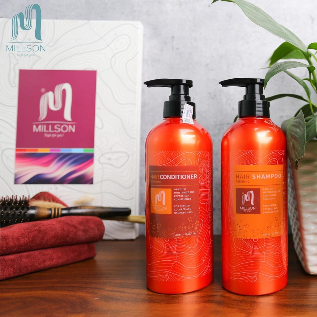 Cặp dầu gội xả Millson dầu gội phục hồi hư tổn gãy rụng dưỡng mượt tóc uốn nhuôm duỗi khô xơ Hair Repairing ToxiShop