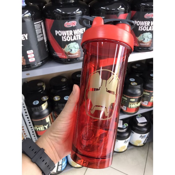 SHAKER SIÊU ANH HÙNG 800ML - BÌNH LẮC CÓ LÒ XO TIỆN LỢI