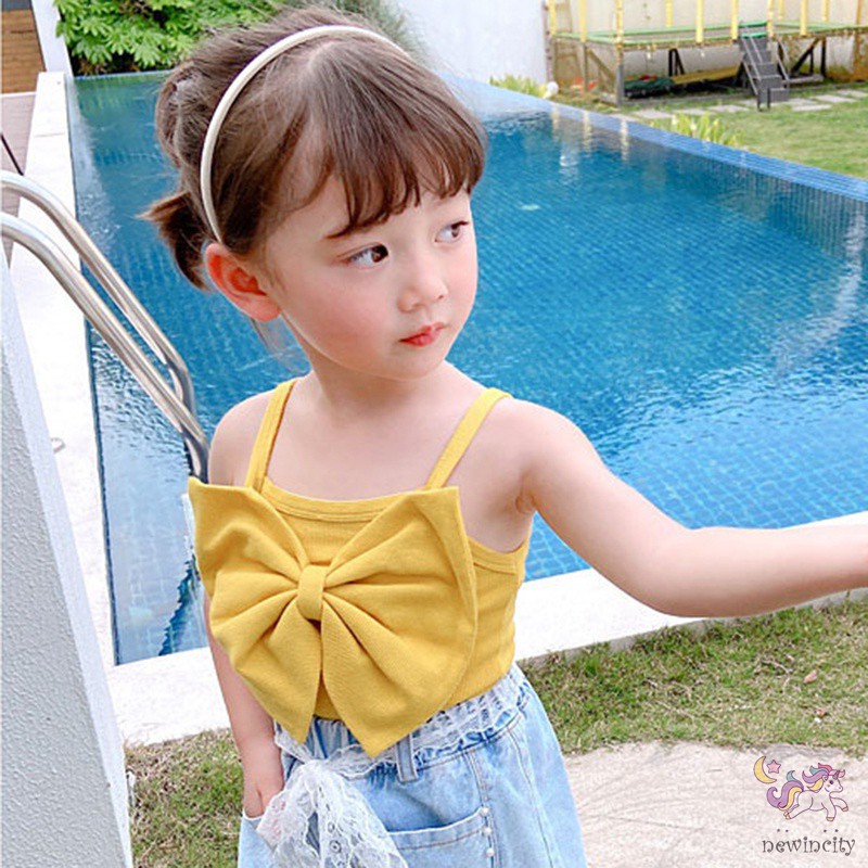 Áo sát nách đính nơ thời trang Hàn Quốc đáng yêu dành cho bé gái