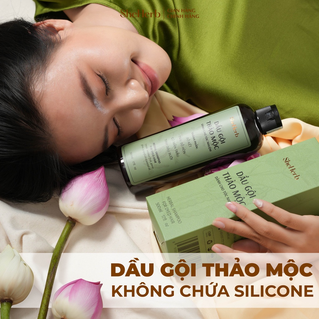 Dầu Gội Tóc Nhuộm Ngăn Ngừa Rụng Tóc Thảo Mộc SheHerb - Giúp Giữ Màu, Phục Hồi Nang Tóc 250ML