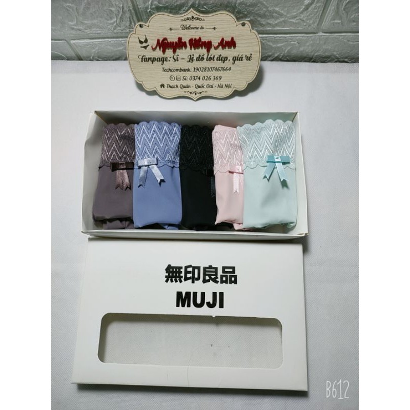 Hộp 5c quần lót su đúc không đường may phối cạp ren 99069