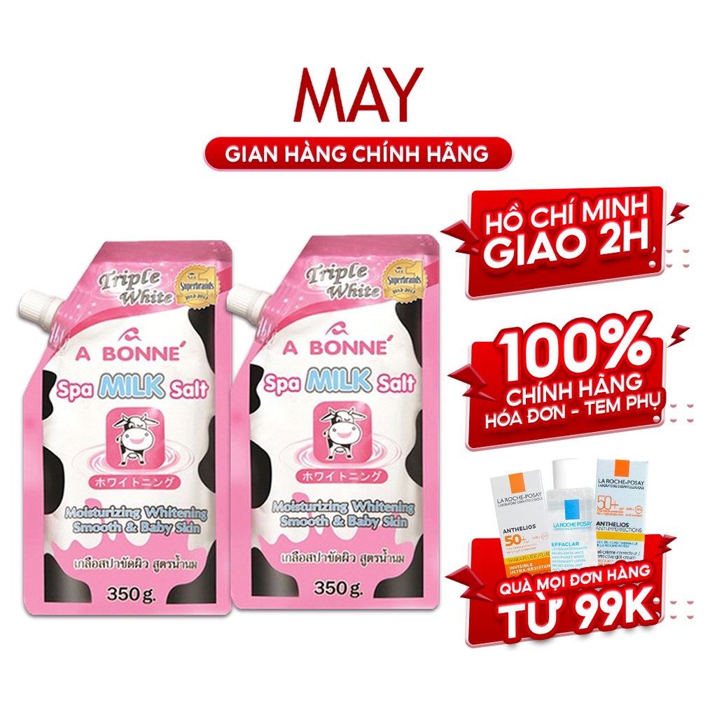 Combo 2 Muối Tắm SỮA BÒ Spa A Bonne' Thái Lan Giúp Tái Tạo Da, Làm Mềm Da 350g (Có Vòi)