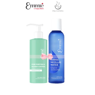 Combo nước tẩy trang không cay mắt + gel rửa mặt sạch sâu 2% BHA Emmié by Happy Skin Emmie sữa