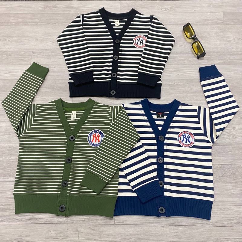 Áo khoác cardigan cổ chữ V cho bé trai bé gái 8-30kg