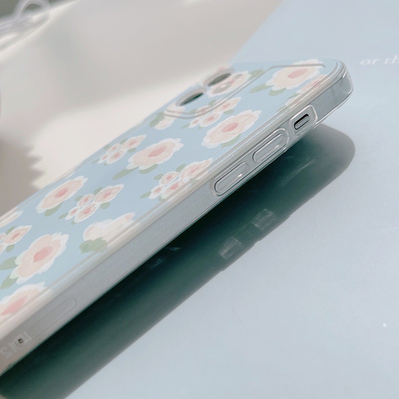 Ốp Lưng Ip Họa Tiết Hoa Nhẹ Nhàng Viền Nhựa TPU Trong Suốt 7/7plus/8/8plus/x/xr/xs/11/12/13/pro/max/plus/pro