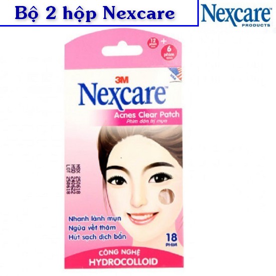 2 Hộp phim dán mụn Nexcare nhanh lành mụn, ngừa vết thâm và hút sạch dịch bẩn (18 miếng/hộp)