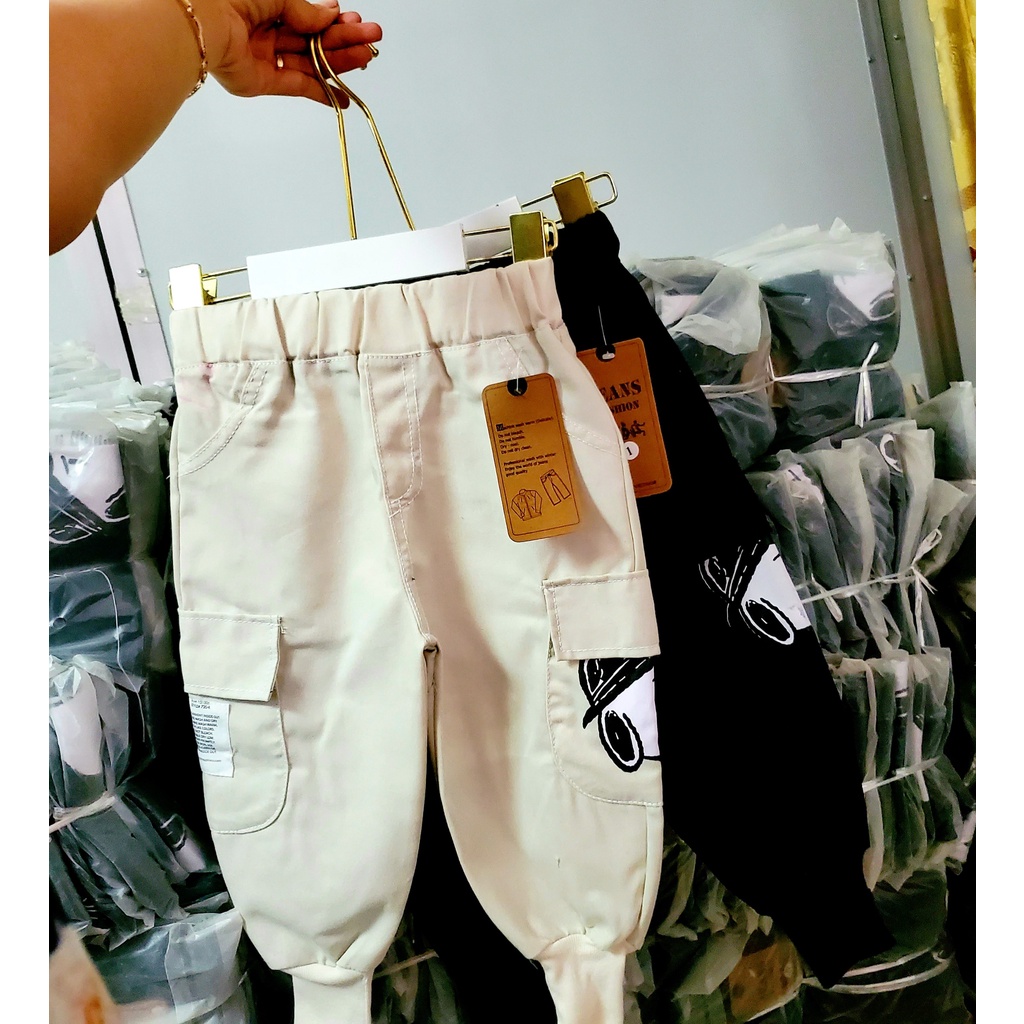 Quần kaki cho bé trai FUHA, quần dài chun bo gấu họa tiết động vật co dãn cho bé 8kg đến 24kg