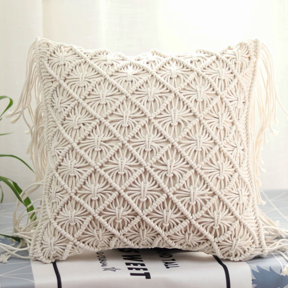 ANTIONE 45*45 cm Cushion Cover Fashion Room Decor Pillow Case 1 pcs Pure Cotton Throw Pillow Cover Hand-woven with Tassel Linen Sofa Supplies – >>> top1shop >>> shopee.vn