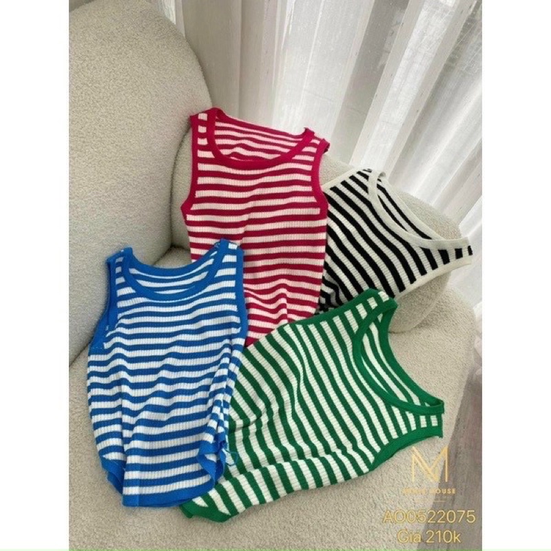 Áo ba lỗ len kẻ vạt bầu dáng ôm, Áo len ba lỗ sexy kẻ ngang AL5543 - NhiNhi Shop