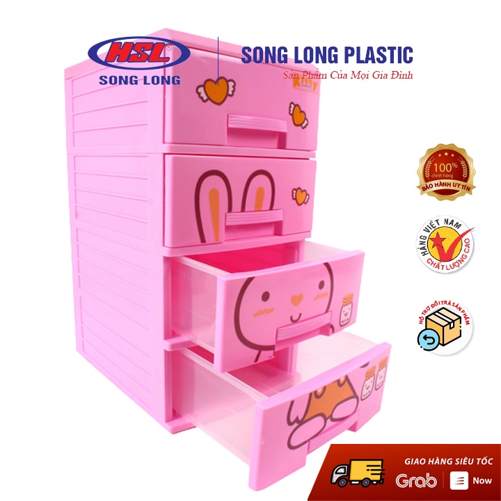 Tủ Nhựa Kitty đựng đồ trẻ sơ sinh -3 tầng- 4 tầng Song Long Plastic