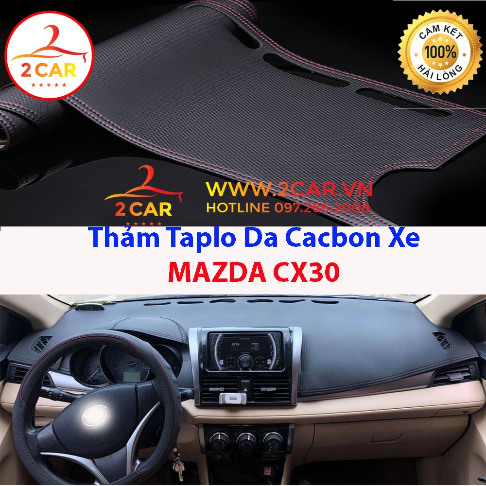 Thảm taplo da carbon MAZDA CX30 2021-2022, chống nóng tốt, chống trơn trượt, vừa khít theo xe