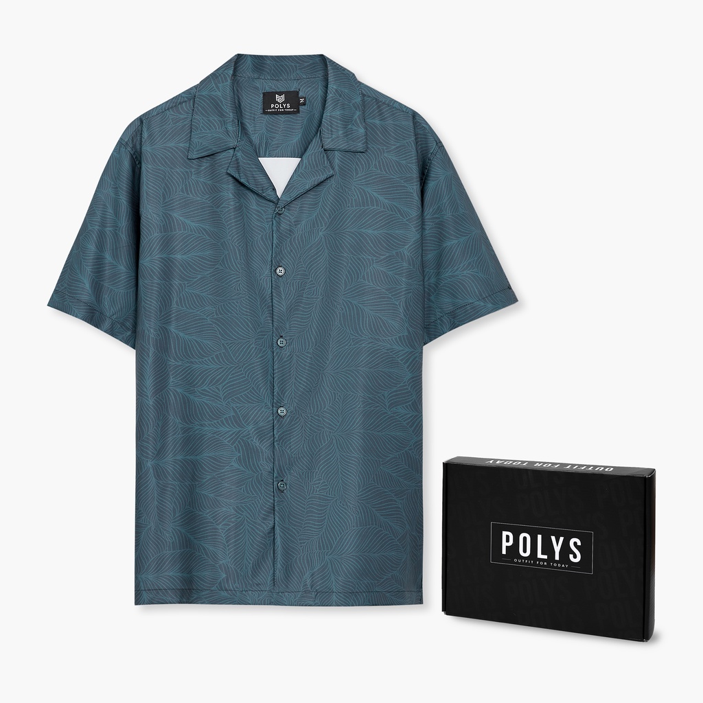 Áo sơ mi nam POLYS Fullbox chính hãng, Lụa Vân Chéo thoáng mát, mềm mịn, không nhăn. Áo sơ mi tay ngắn họa tiết NATURE