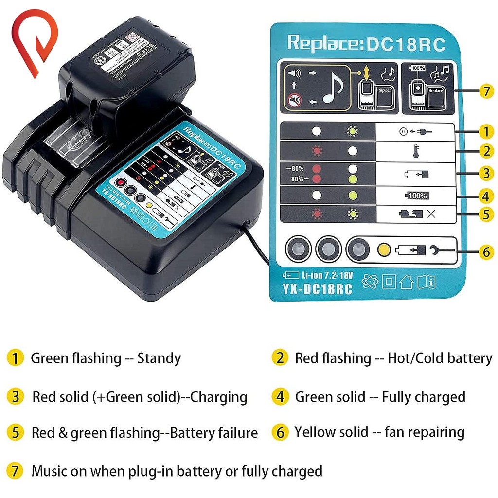 Đế sạc pin Li-Ion nhanh Makita 14.4-18V DC18RC 2A