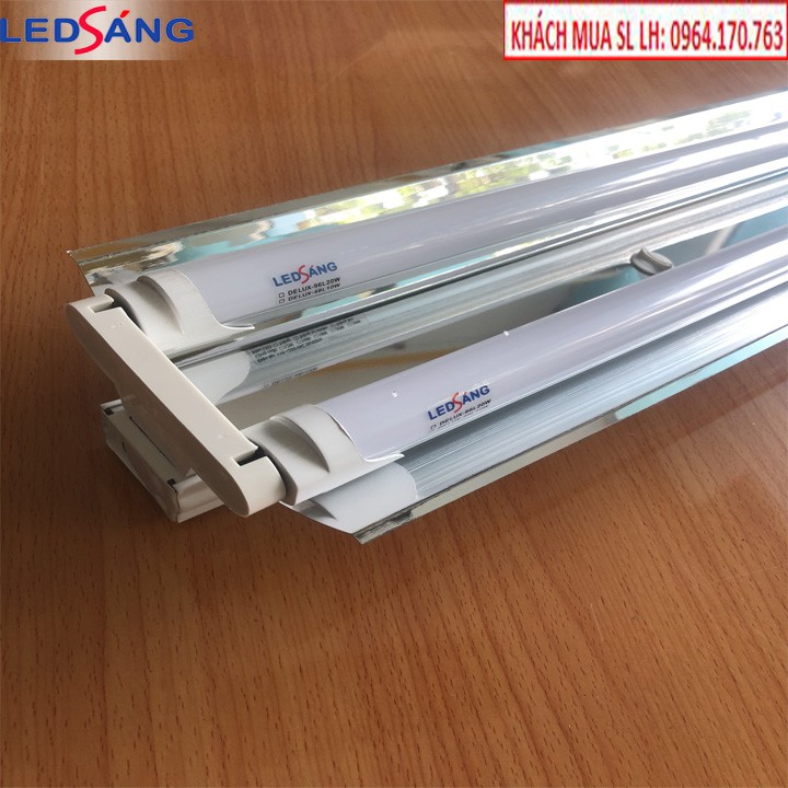 Máng đèn led 1.2m inox đôi có chóa phản quang - Máng phản quang 1.2m