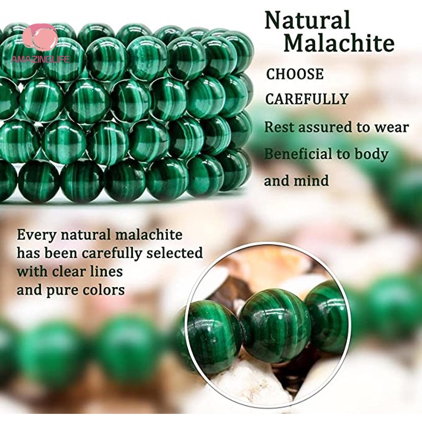 Vòng Tay Hạt Malachite 6 / 8 / 10mm Có Thể Điều Chỉnh Dành Cho Nam Và Nữ
