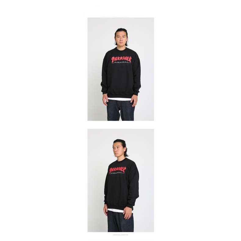 Áo sweater Cổ Tròn In LOGO Thrasher Godzilla Thời Trang Cho Nam Nữ
