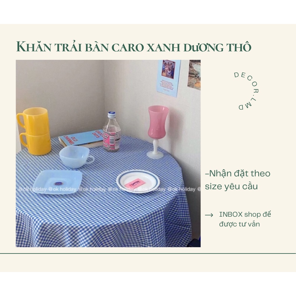 Khăn trải bàn caro xanh dương, khăn picnic, khăn nền chụp ảnh sản phẩm