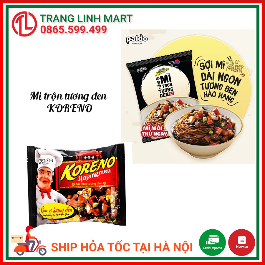 Mì trộn tương đen Hàn Quốc Koreno Paldo Jjajangmen gói 115g và PHIÊN BẢN MỚI gói 78g