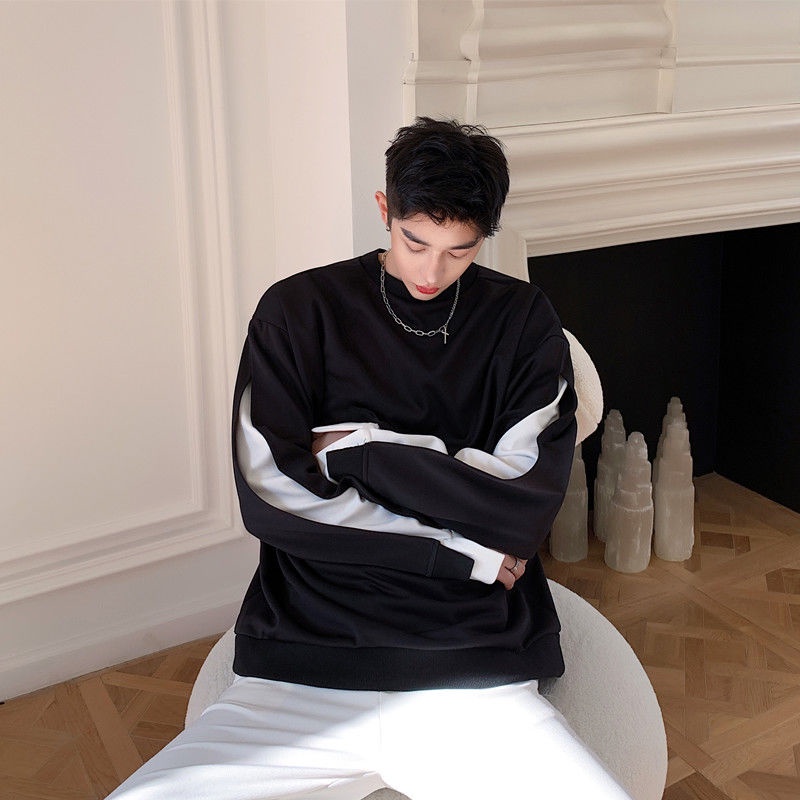 【Sweater】 Áo khoác lông cừu cổ tròn thời trang xuân thu thiết kế trẻ trung cho nam 2021