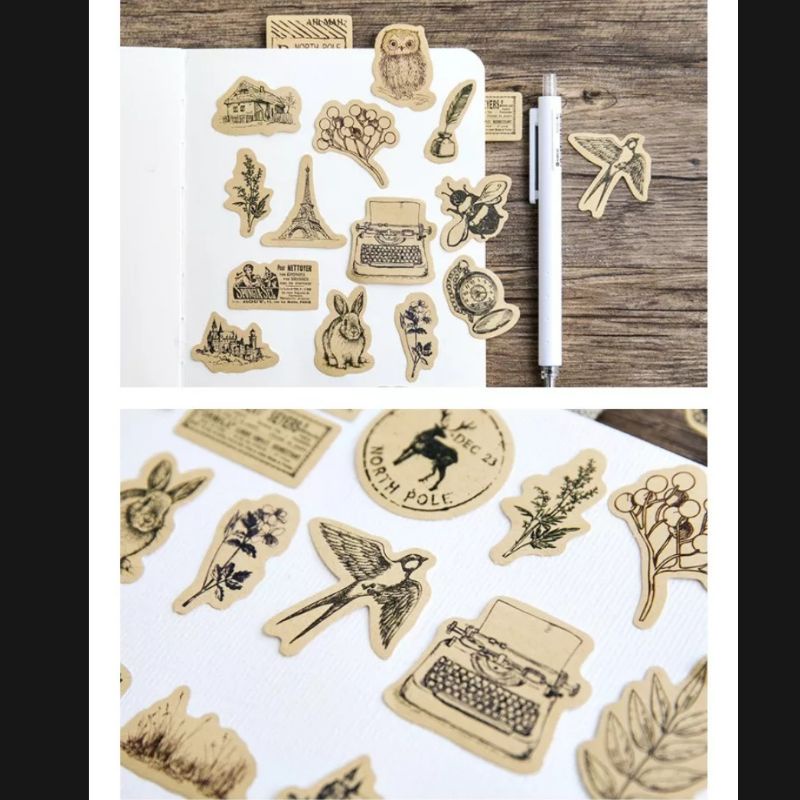- STICKER hộp 45 miếng dán trang trí sổ tay Bullet Journal, bao thư