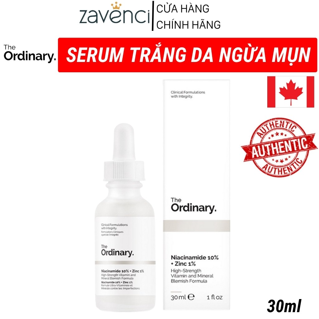 Serum trắng da THE ORDINARY ngăn ngừa mụn thâm mụn sáng sa NIACINAMIDE 10% + ZINC 1% (30ml)