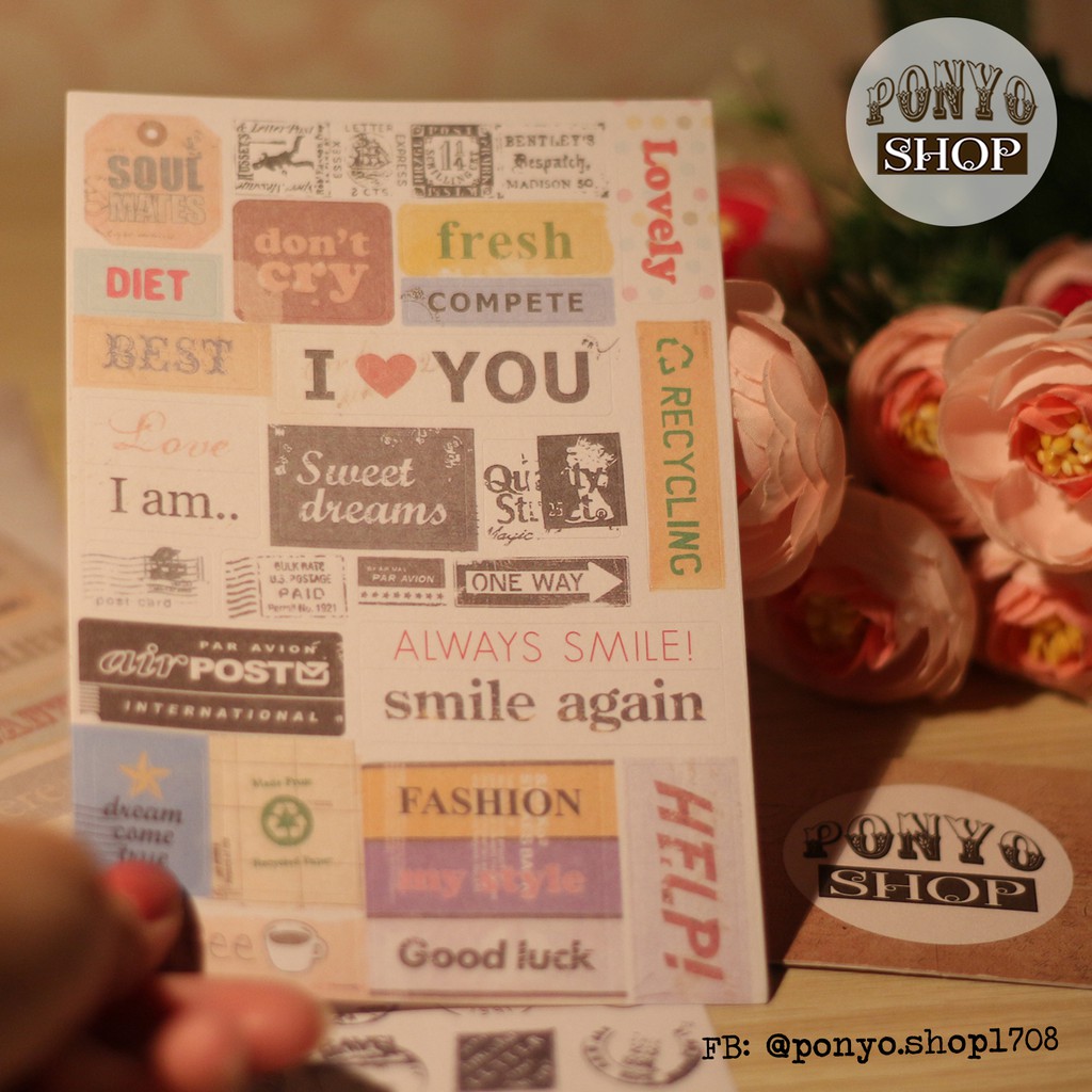 Bộ 6 sticker Message trang trí Handmade