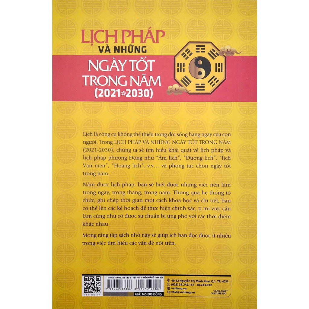 Sách- Lịch Pháp Và Những Ngày Tốt Trong Năm (2021 - 2030) (Tuệ Chân, Lê Tiến Thành- Văn Lang)