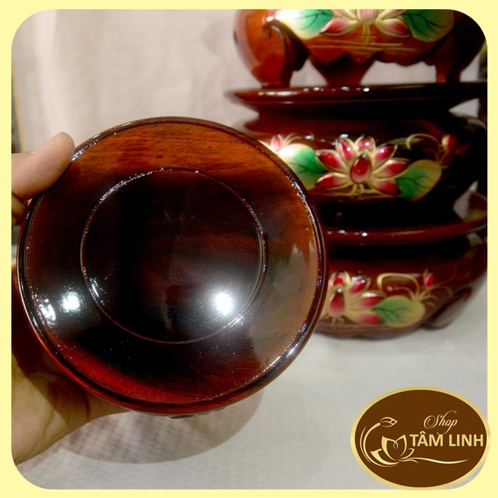 Đôn Gỗ Tròn Hoa Sen Nổi  Nhiều Cỡ